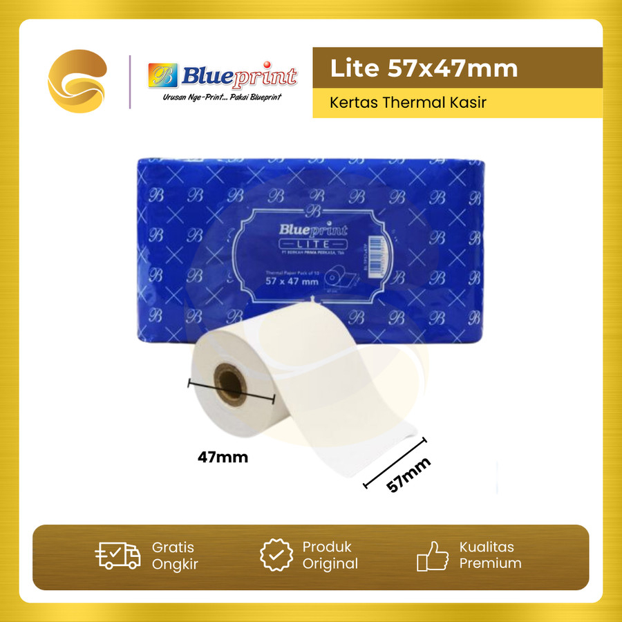 

BLUEPRINT Kertas Thermal 57x47 Printer thermal roll 57 x 47 57/58 Lite (5 roll)