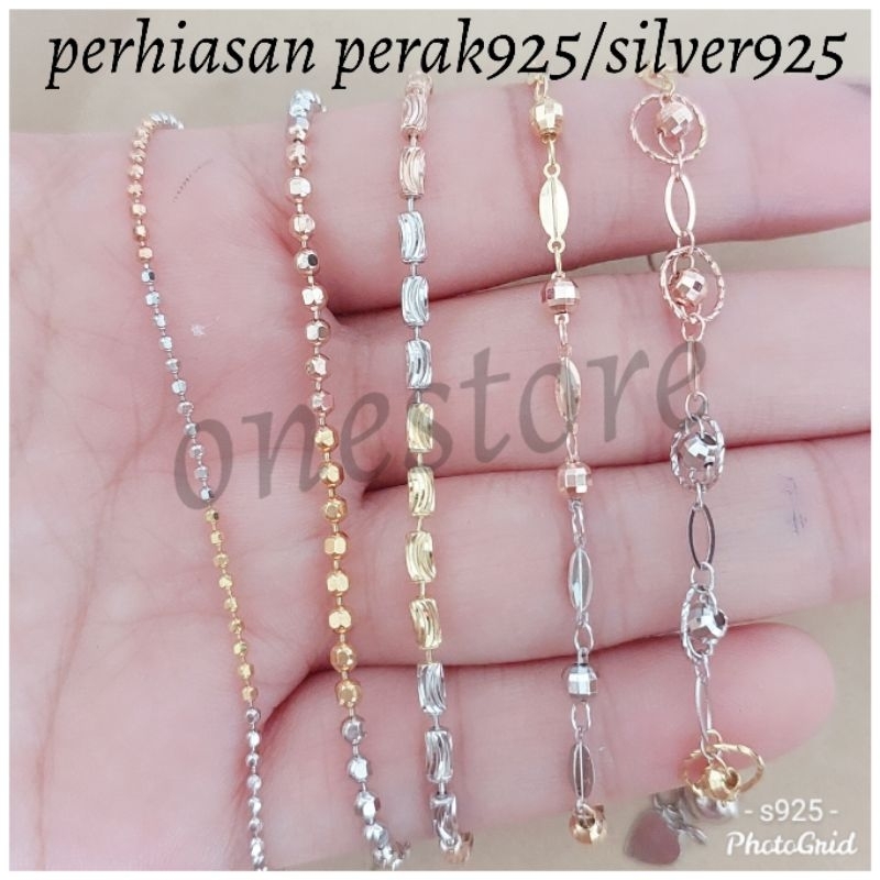 GELANG PERAK WANITA 3WARNA PERAK ASLI 925