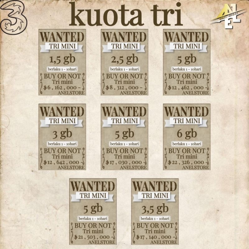 KUOTA TRI HAPPY MINI TERMURAH