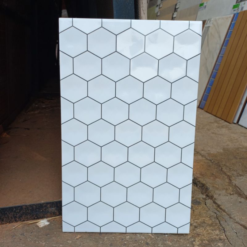 KERAMIK DINDING DAPUR KIA HEXAGON BLACK 25X40 KW1