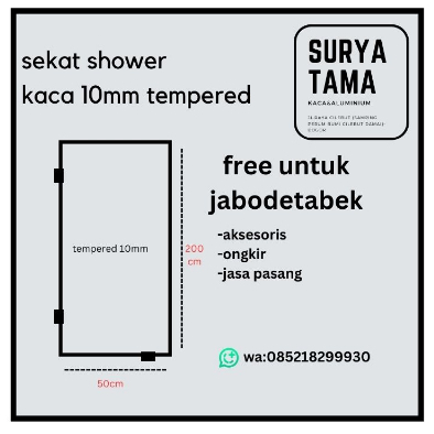 KACA SEKAT KAMAR MANDI SHOWER TEMPERED