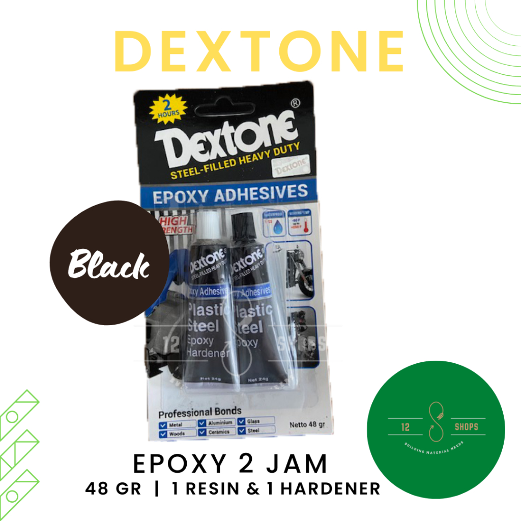 Dextone 2 Jam Plastic Steel Lem Besi Epoxy 48gr 2 hours