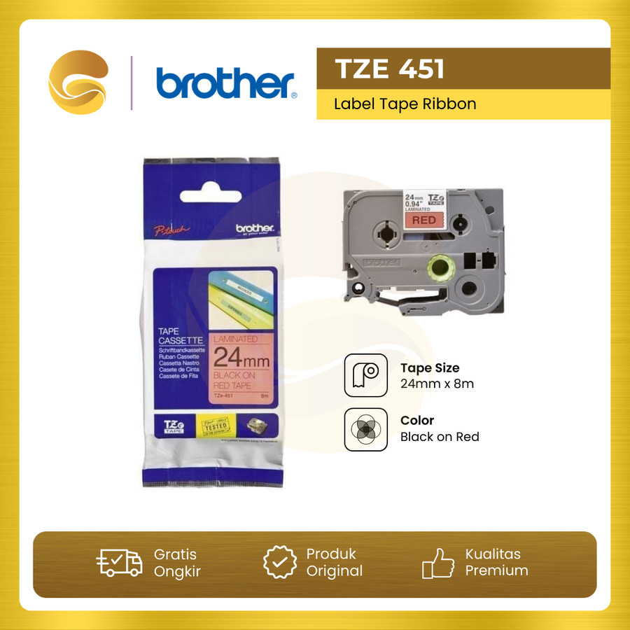 

BROTHER Label Tape TZE 451 24mm Black On Red