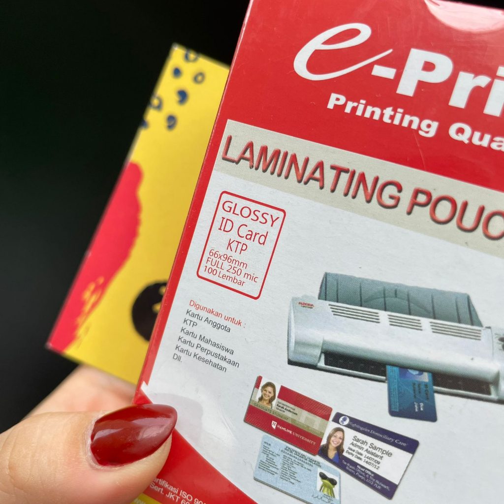 TAB SHOP - EPRINT LAMINATING POUCH KTP 250 MIC 100 SHEETS - E-PRINT KERTAS LOAMNATING PANAS KTP 250 MIC 100 LEMBAR