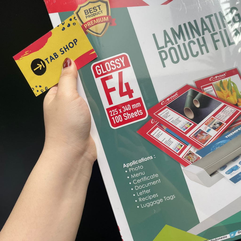 

Promo TAB SHOP - E-PRINT LAMINATING POUCH F4 100 SHEETS ECO - E-PRINT LAMINATING LAMINASI PANAS