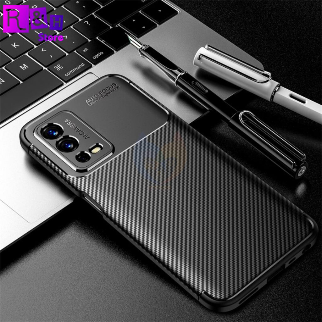 Case Oppo A55 4G Autofocus Synthetic Silicon Fiber Softcase TPU Protective Carbon Bumper