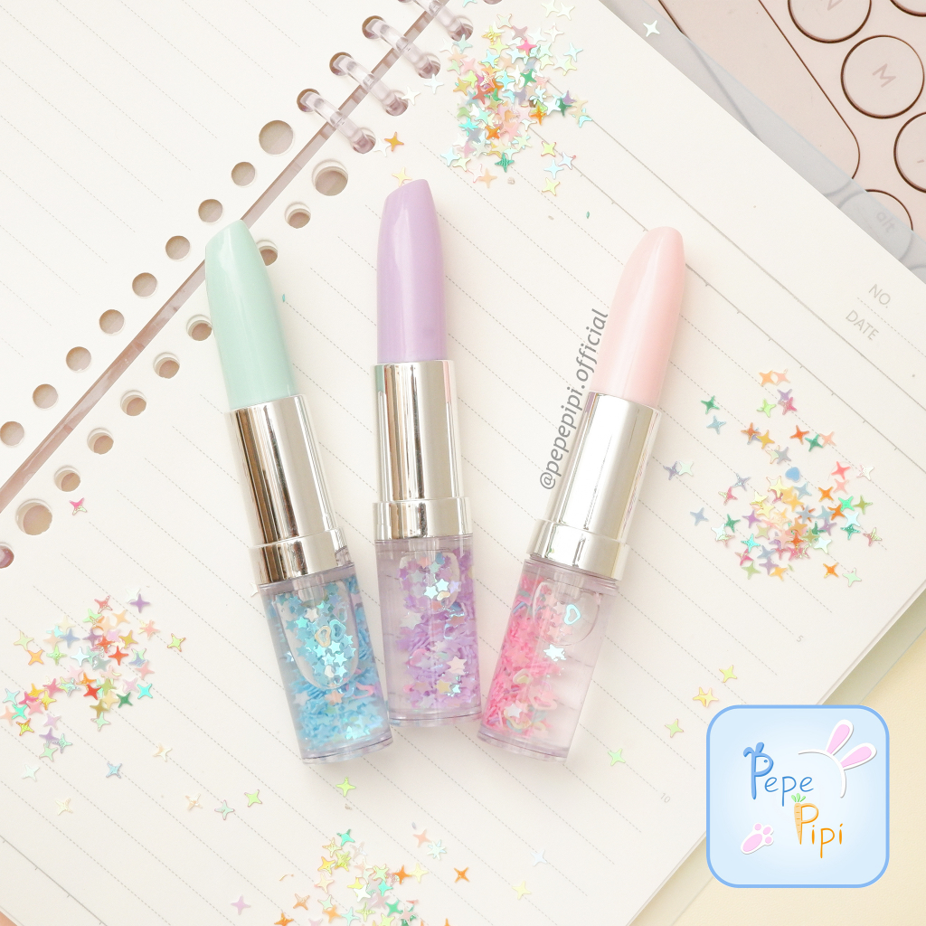 

Pena Gel Pendek Lipstick Lipstik Glitter Air Pulpen Bolpoint Pen Pulpen Tinta Pen Bolpen
