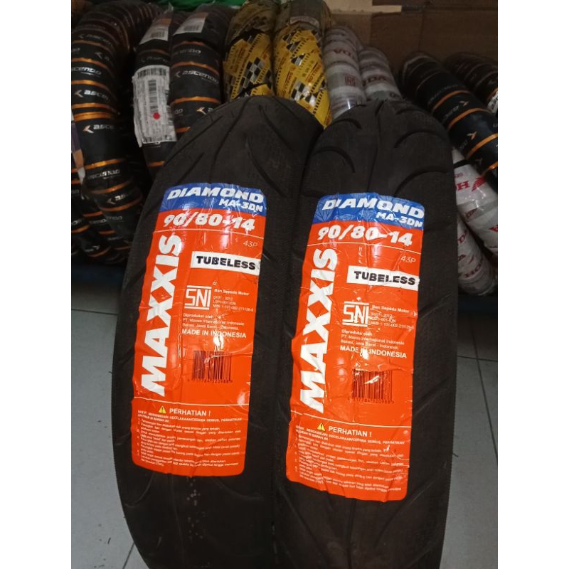 ( FREE PENTIL ) BAN BELAKANG TUBLES MAXXIS MA-3DN UK.90/80-14 UNTUK MOTOR MIO,SOUL GT,BEAT