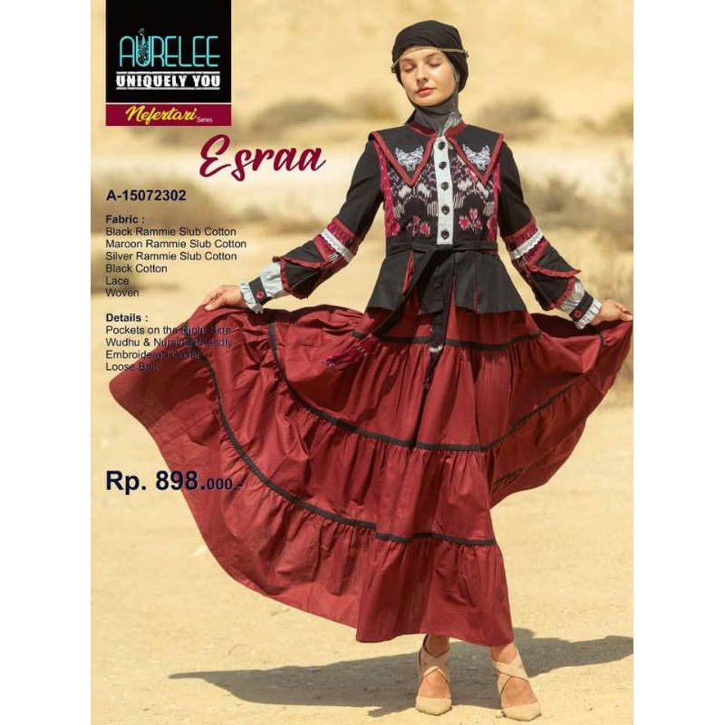 Gamis Aurelle Esra black maron