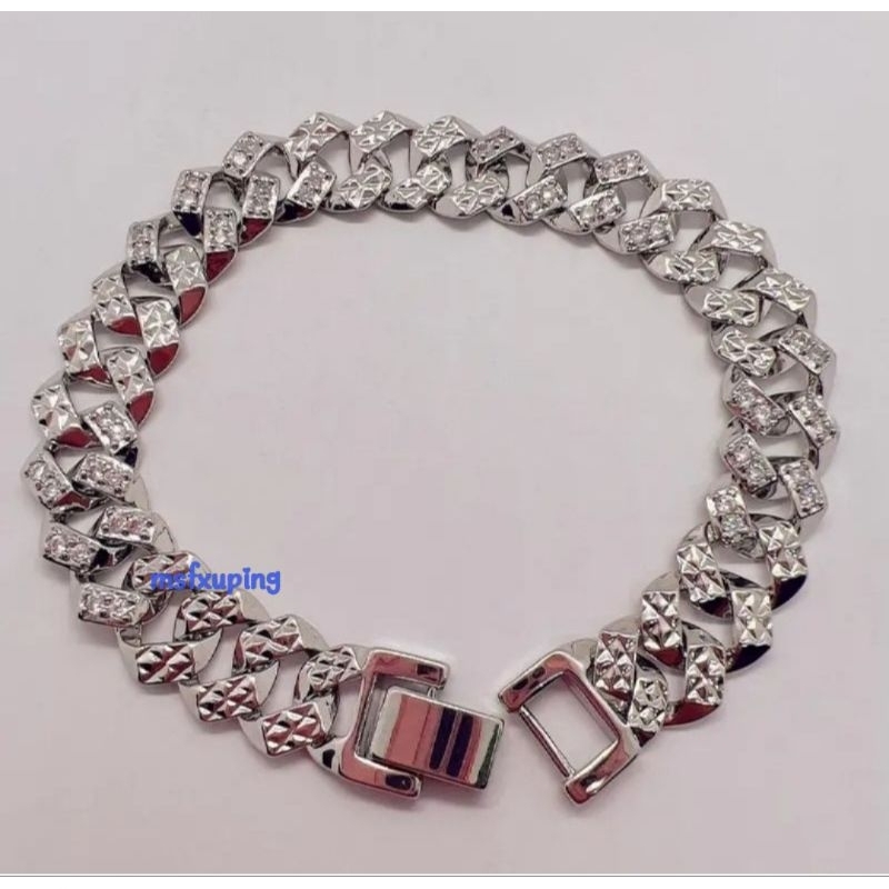 Gelang Tangan Rantai Sisik Naga Silver Titanium