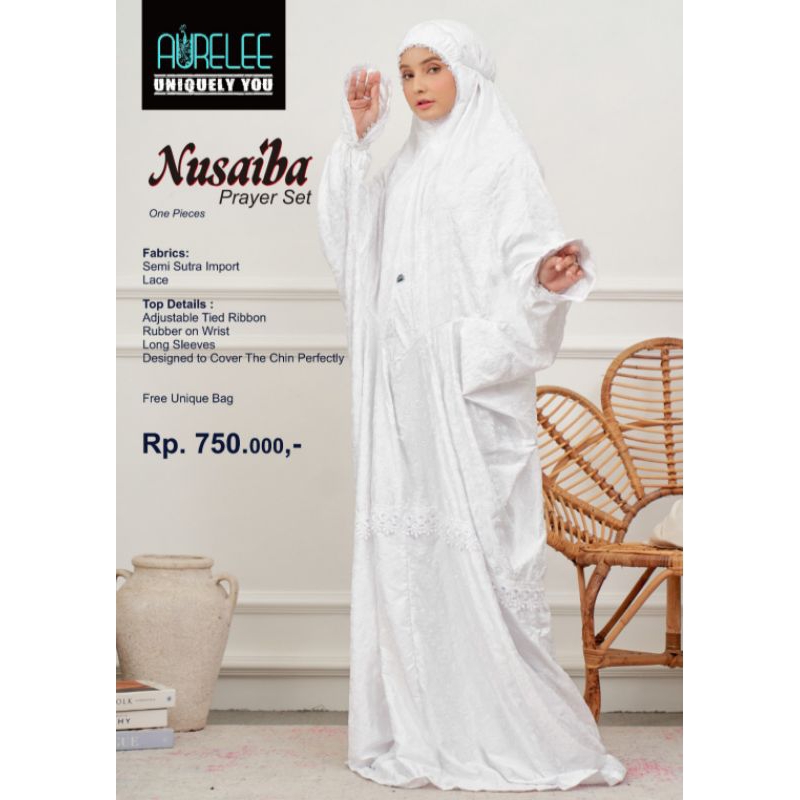 mukena terusan nusaiba aurelee prayer set/mukena terbaru by aurelee