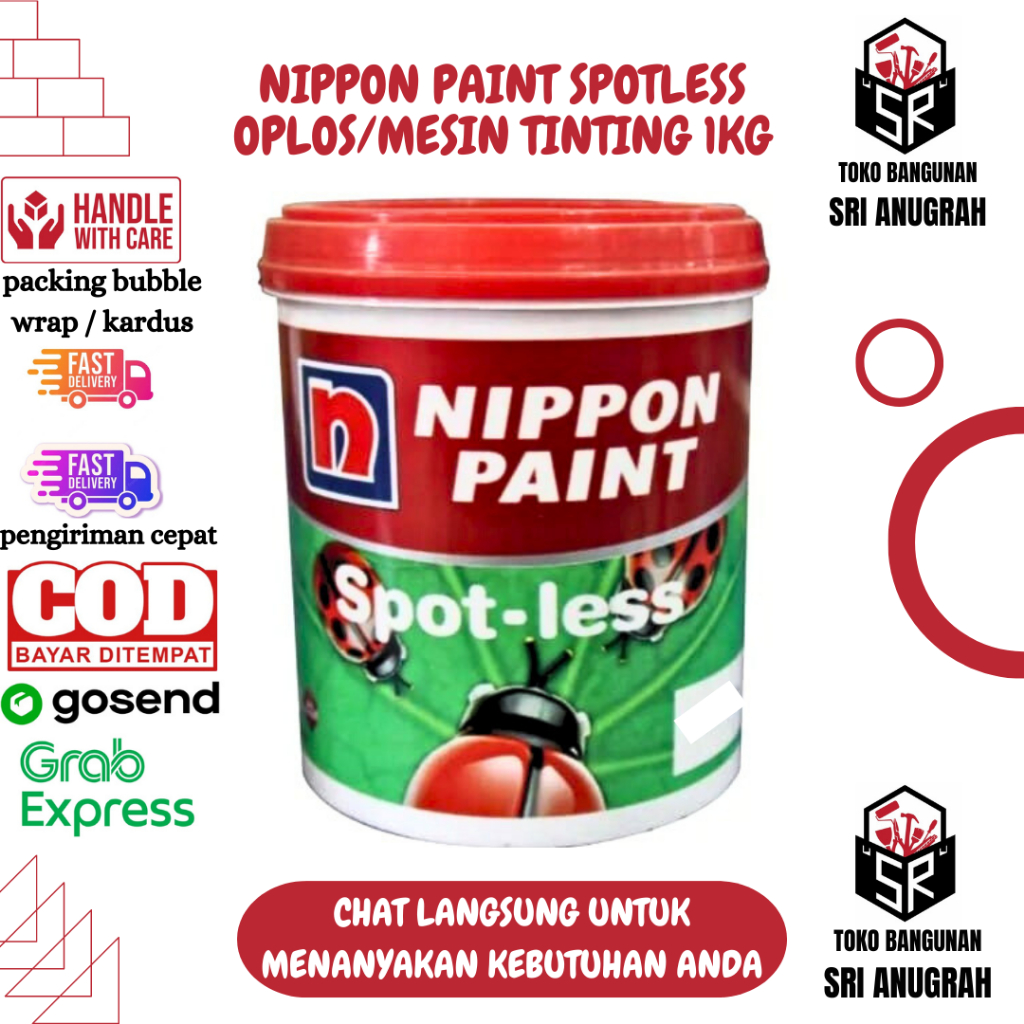 NIPPON PAINT Spotless Cat Tembok / Dinding Rumah OPLOS/Mesin Tinting 1kg