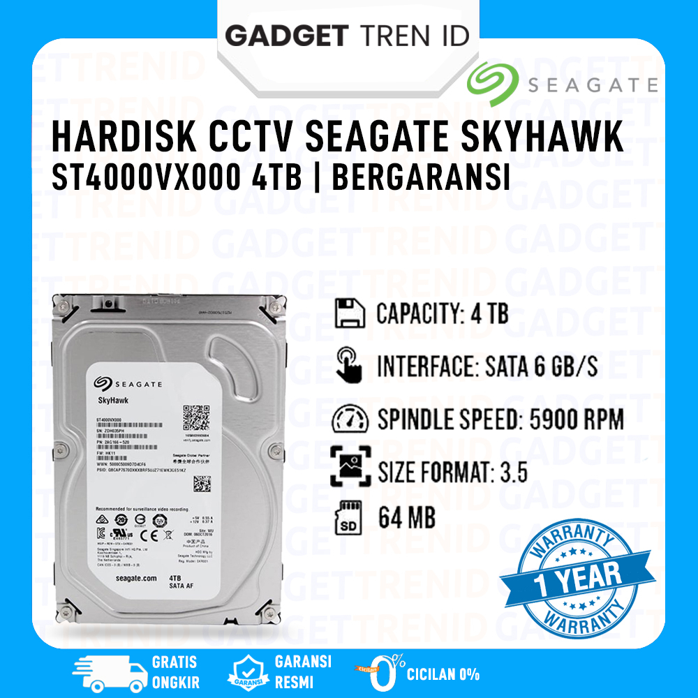 Hardisk Seagate 4TB | Hardisk seagate Skyhawk 4TB | Hdd CCTV 4TB Sata