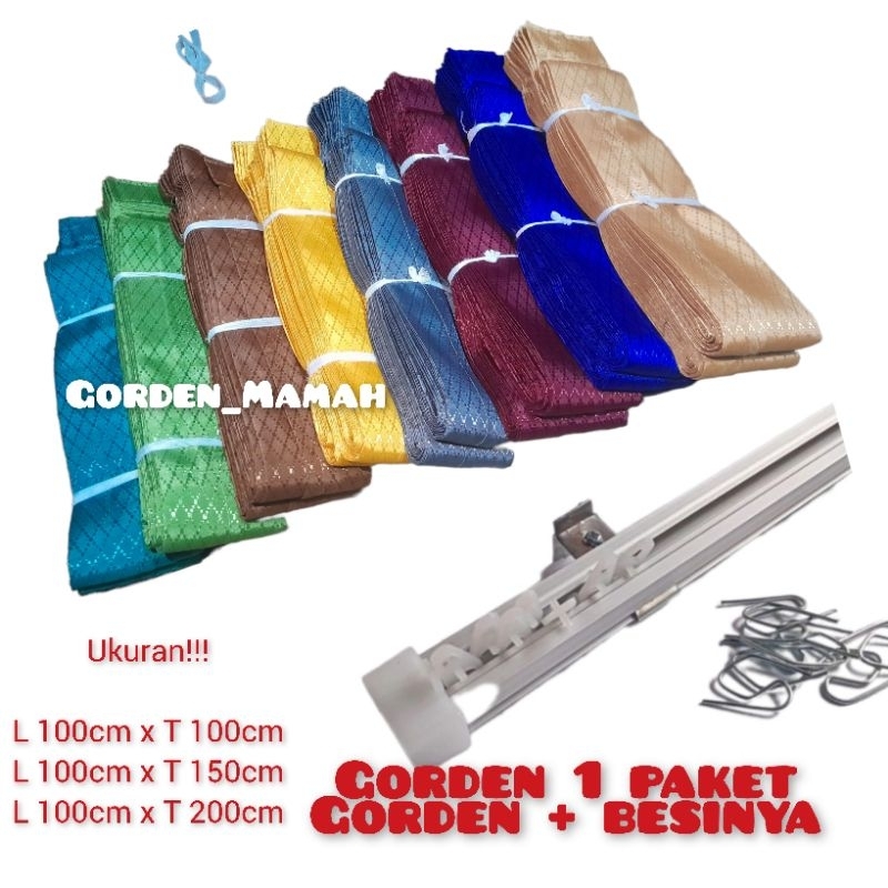 gorden 1 set lengkap murah / gorden lengkap 1 set sama besi / gorden jendela / gorden pintu