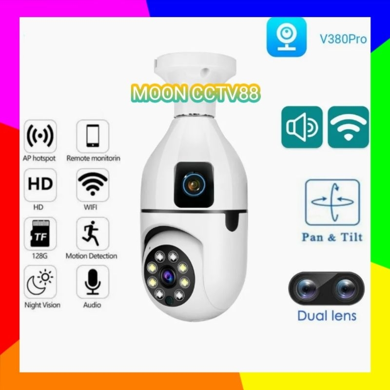 【CCTV 380】CCTV Lampu  IP CAMERA 8MP DUAL LENS V380 PRO PTZ LAMPU SPEED DOME CCTV