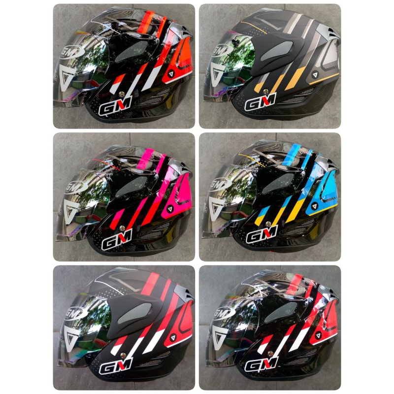 Helm GM Half Face Fighter Motif Free Ride dan Lancer Original 100% Sertifikasi SNI