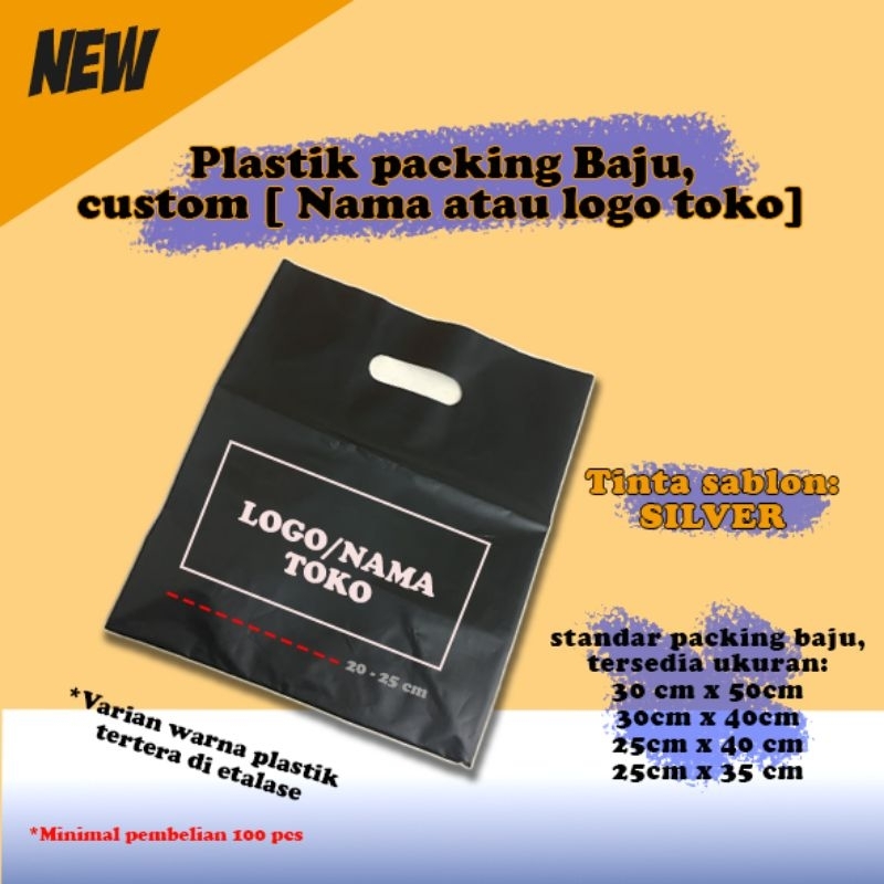 PLASTIK PLONG CUSTOM LOGO/NAMA TOKO - PLASTIK BELANJA- KEMASAN BAJU CUSTOM SEMAUKAMU