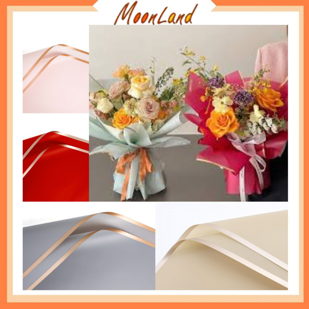 

Kertas Cellophane Kertas Buket Bunga [Gold Frame] Flower Wrapping Paper Celophane untuk Snack Uang PER PACK