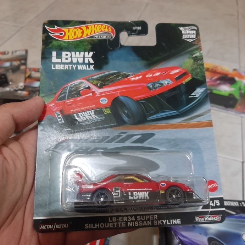 HOTWHEELS MOUNTAIN DRIFTERS SUPER SILHOUETTE LB ER34 R34 MERAH LBWK