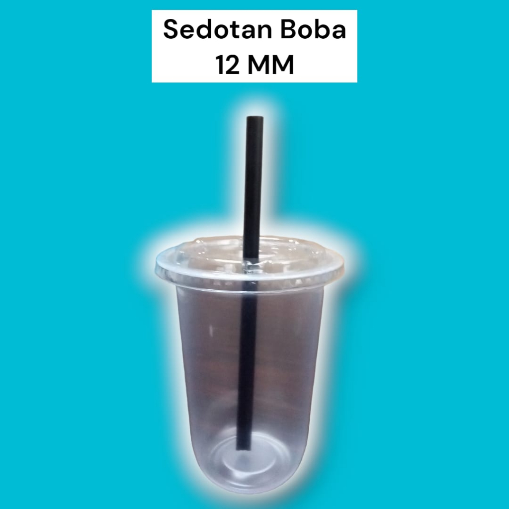 Sedotan Plastik Boba Steril Besar Hitam Boba Kemasan Polos Minuman Kekinian Murah