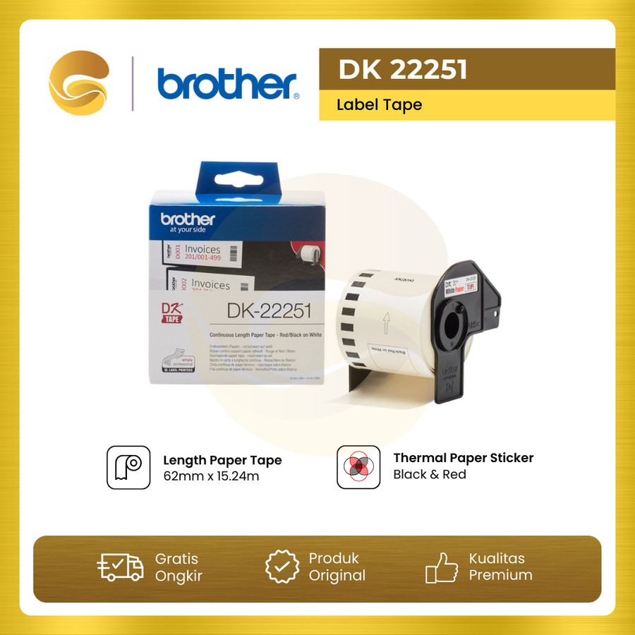 

BROTHER Label Tape DK 22251 Black & Red DK 22251 62mmx15.24m