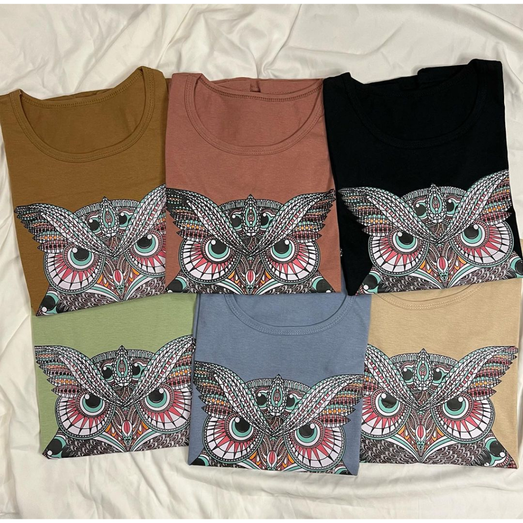 KAOS BAJU TSHIRT TUMBLR TEE HITAM DUSTY ROSE BLUE ATASAN CEWE OVERSIZE JUMBO OWL EDITION BURUNG HANT