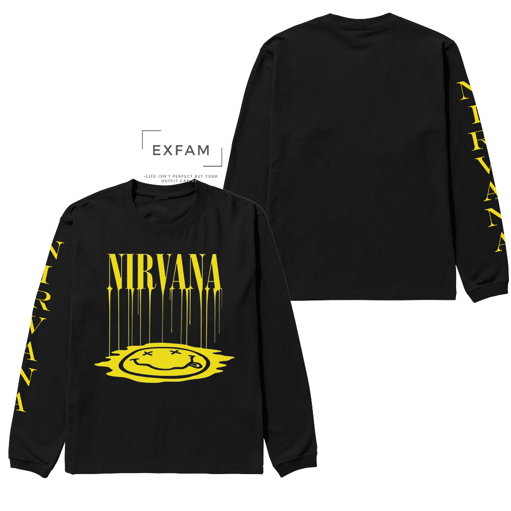 T Shirt Kaos Lengan Panjang/Long Sleeve Nirvana Band