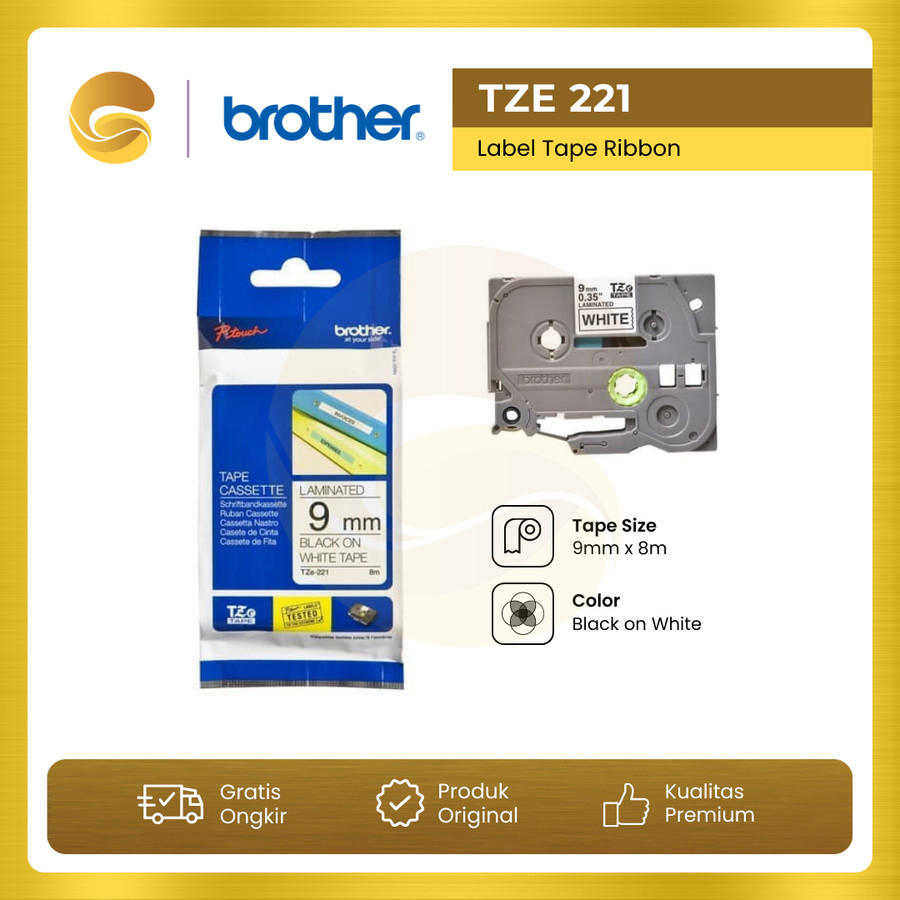 

BROTHER Label Tape TZE 221 9mm Black On White