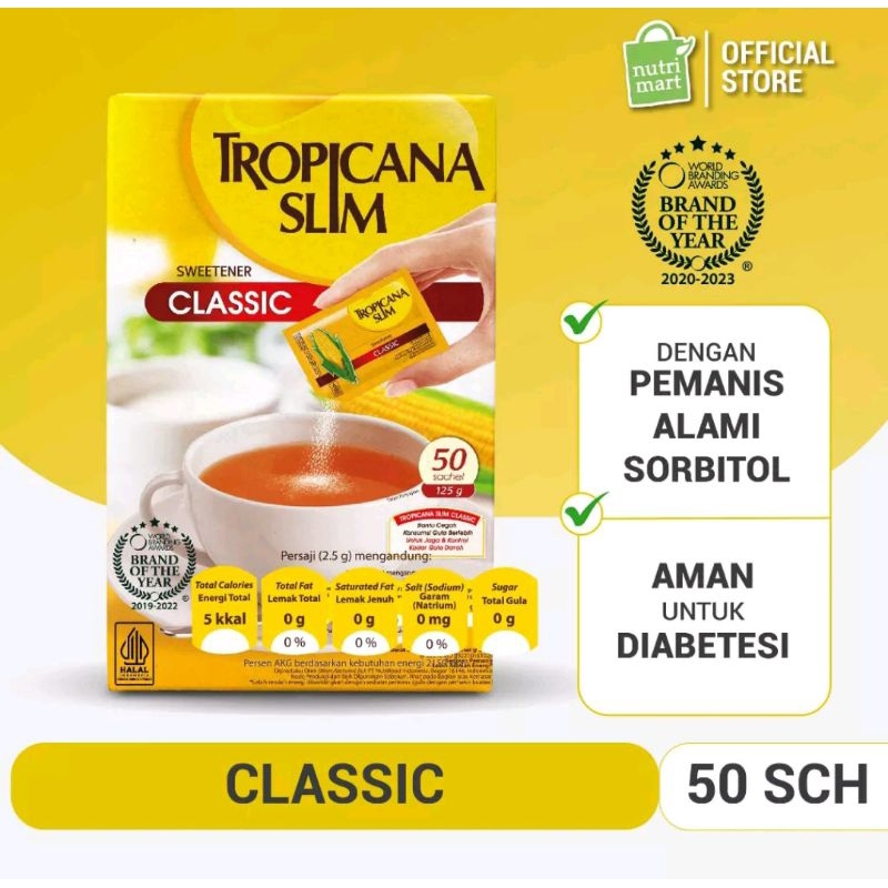 

Tropicana Slim Sweetener Classic 50sachet / Pemanis rendah gula