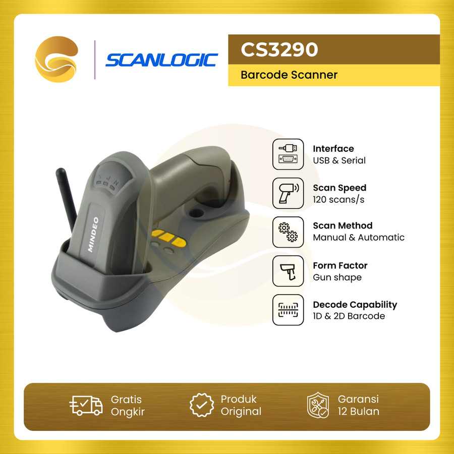 SCANLOGIC Scanner Barcode CS 3290 Wireless CS3290 USB & RS232 1D 2D