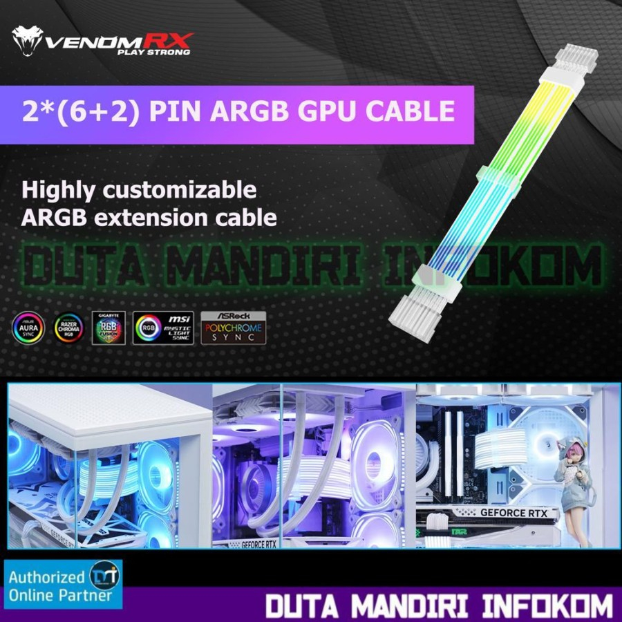 VenomRX 24 Pin - Strimer ARGB Extender Cable - 24 Pin (20+4)