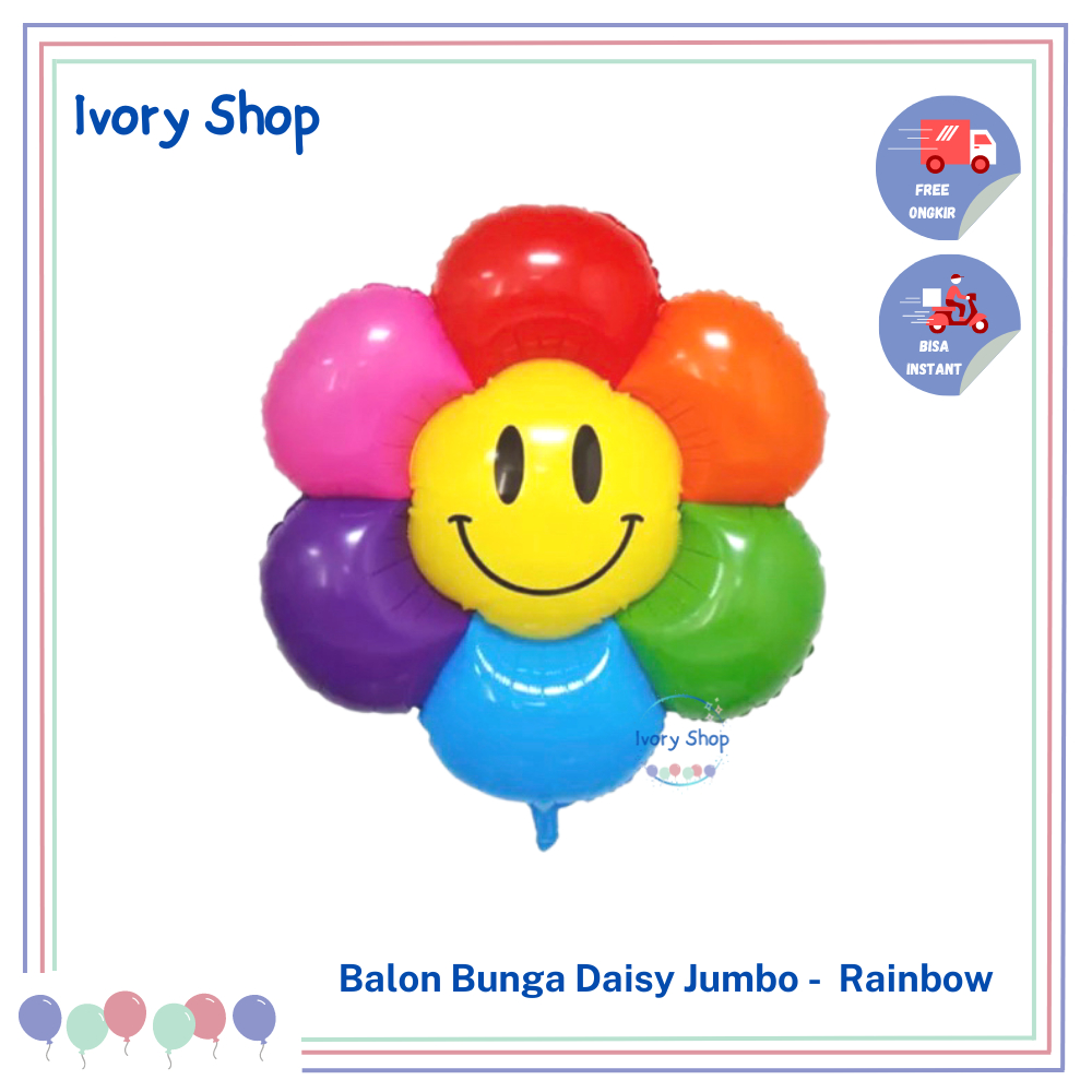 Balon Gas Bunga Matahari Rainbow Smile Jumbo 88 x 101 CM