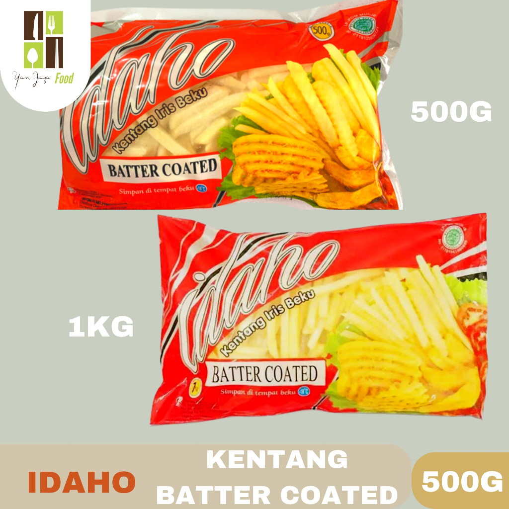 

Idaho Kentang Batter Coated / Kentang Iris Beku / Kemasan 500G / 1KG