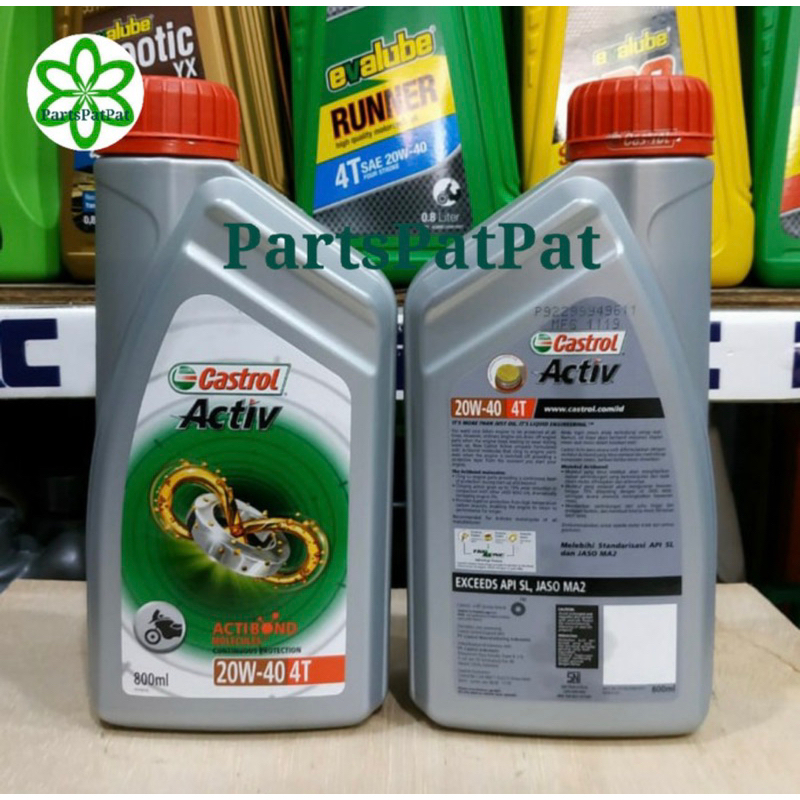 OLI OIL MESIN MOTOR KASTROL CASTROL ACTIV AKTIF 08LT 1LT 800ML 1000 ML 20W40 20W-40 ASLI ORIGINAL