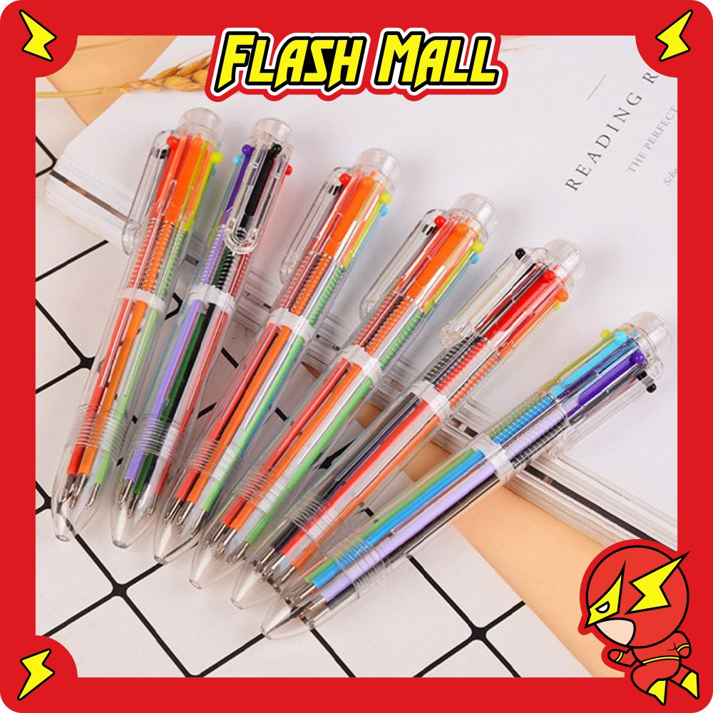 

FLASHmall Pulpen 6 Warna Transparan Pena Ballpont Pen Six-in-One Color S048