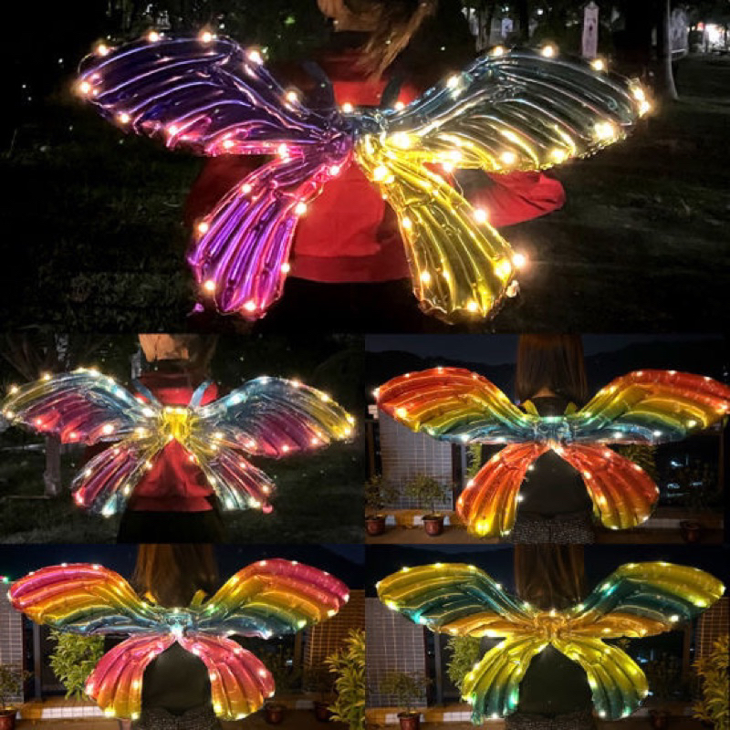 Balon kupu-kupu LED menyala rainbow pelangi/sayap kupu kupu LED