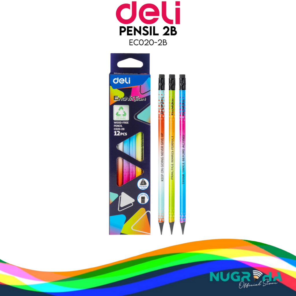 

Deli Enovation Pencil/Pensil Wood Free Eraser/Penghapus C020-2B