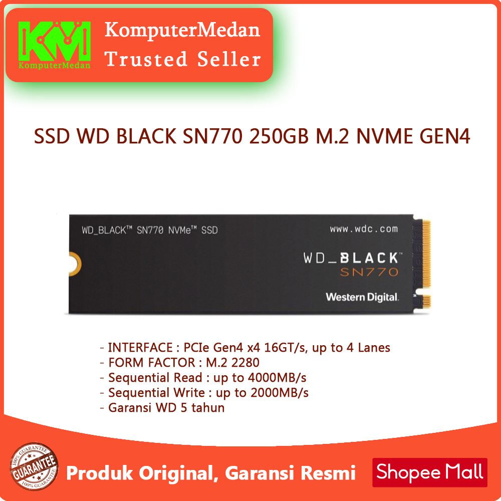 SSD WD BLACK SN770 250GB M.2 NVME GEN4 (4000MB/s)