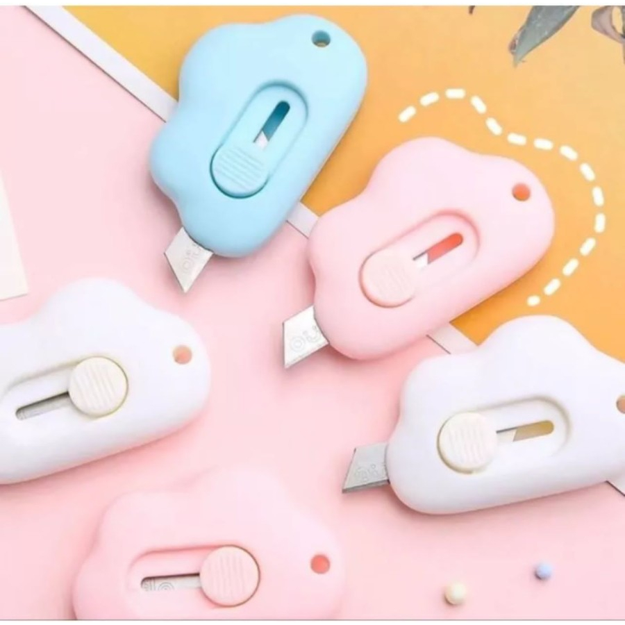 

Cutter mini lucu cute karakter awan cloud travel murah / pisau pemotong lakban dus kertas