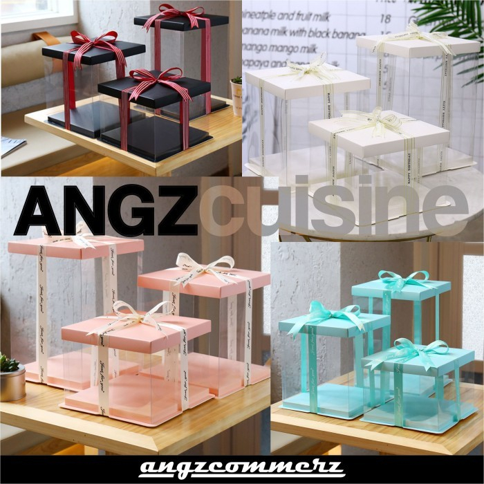 

Wadah Tempat Kotak Kue Box Kue Seserahan Mika Hantaran Transparent Cake Box Tanpa Pita