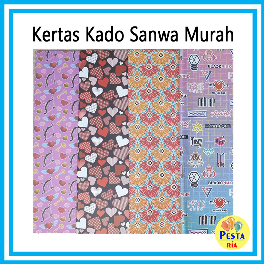 

Murah!! 1Lembar Kertas Kado Sanwa Motif, kertas kado doff, bungkus kado ultah fancy, kertas kado ulangtahun