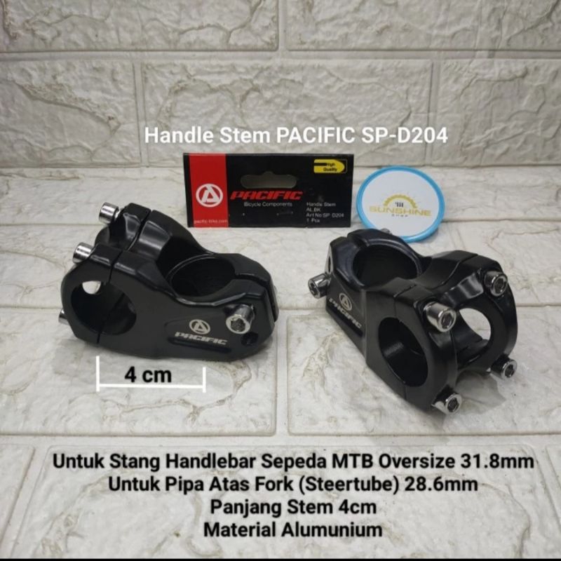 Handle Stem Alloy Sepeda MTB PACIFIC D204 Stang Setir 31.8mm Oversize