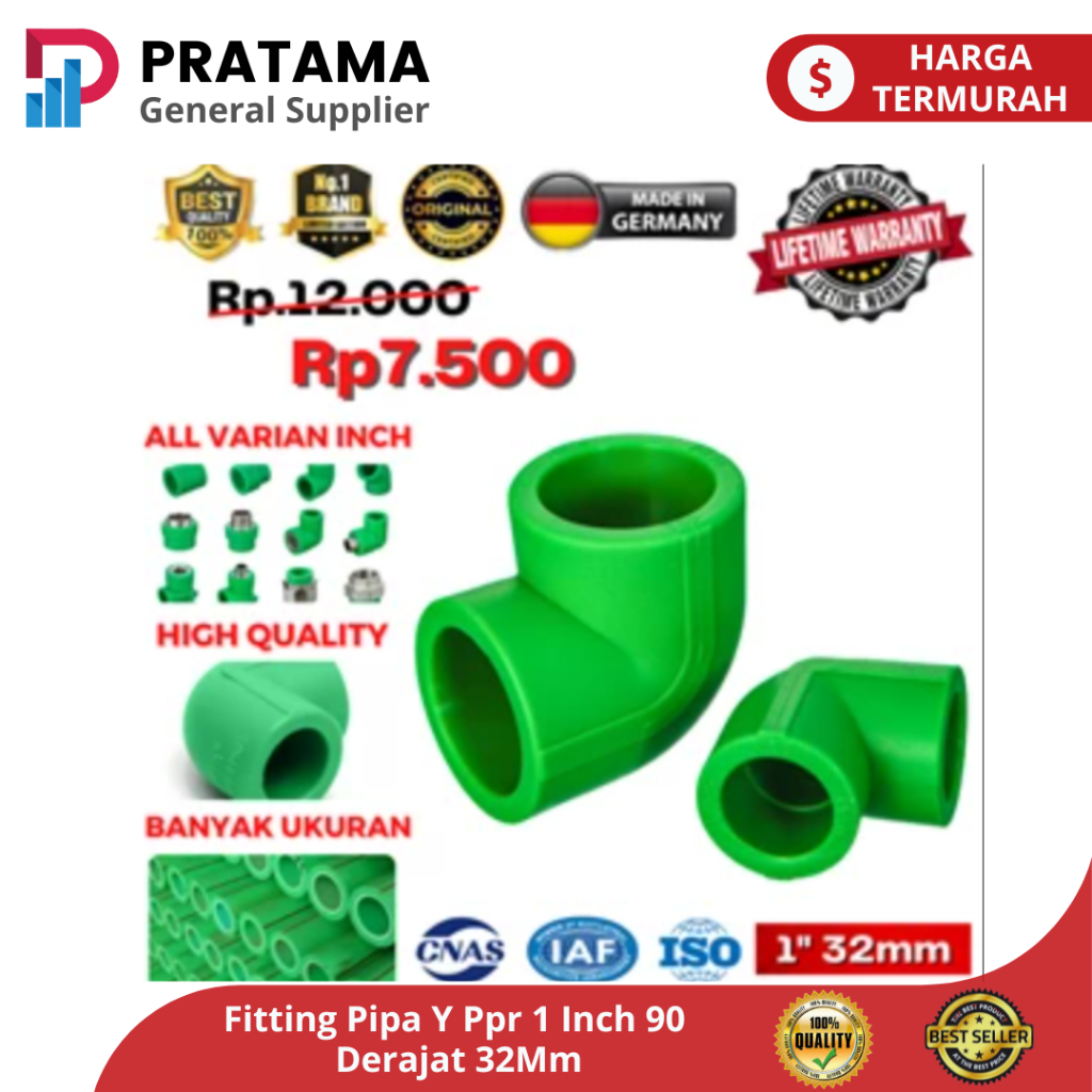 Fitting Pipa Y Ppr 1 Inch 90 Derajat 32Mm/Knee Elbow Fitting Sambungan Pipa PPR | surabaya