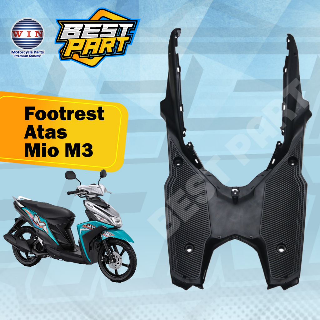Dek lantai atas pijakan kaki atas. Dek atas injakan atas Mio M3 merk WIN. Footrest Atas Mio M3