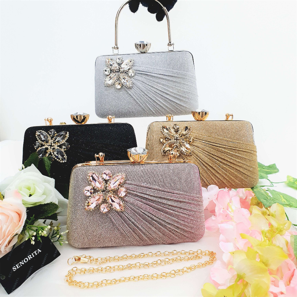 Tas Pesta Wanita Elegan Model Clutch untuk Kondangan dan Acara Formal - Desain Glitter Mewah