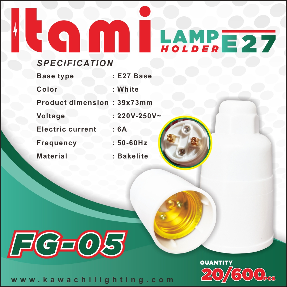 Lamp Holder E27 Bakelite 39*73mm Itami