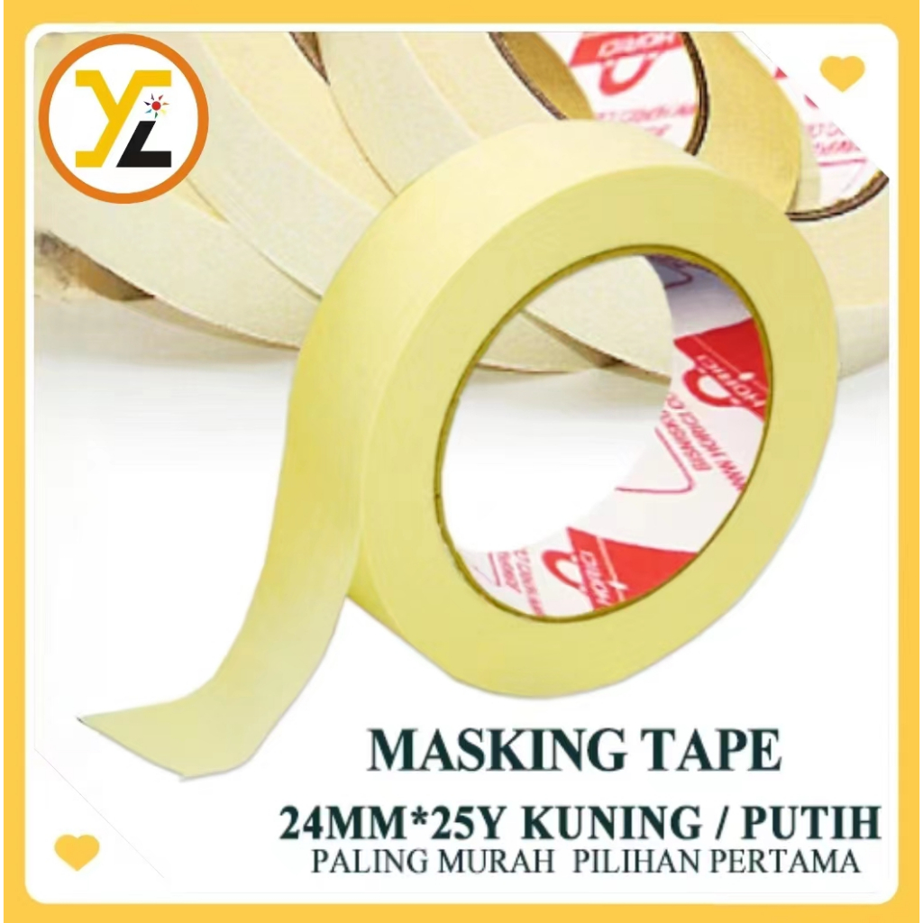 

MREREK HORICI ASLI 24mm*25Y Isolasi Kertas HORICI Masking tape perekat kualitas bagus lebih tebal warna