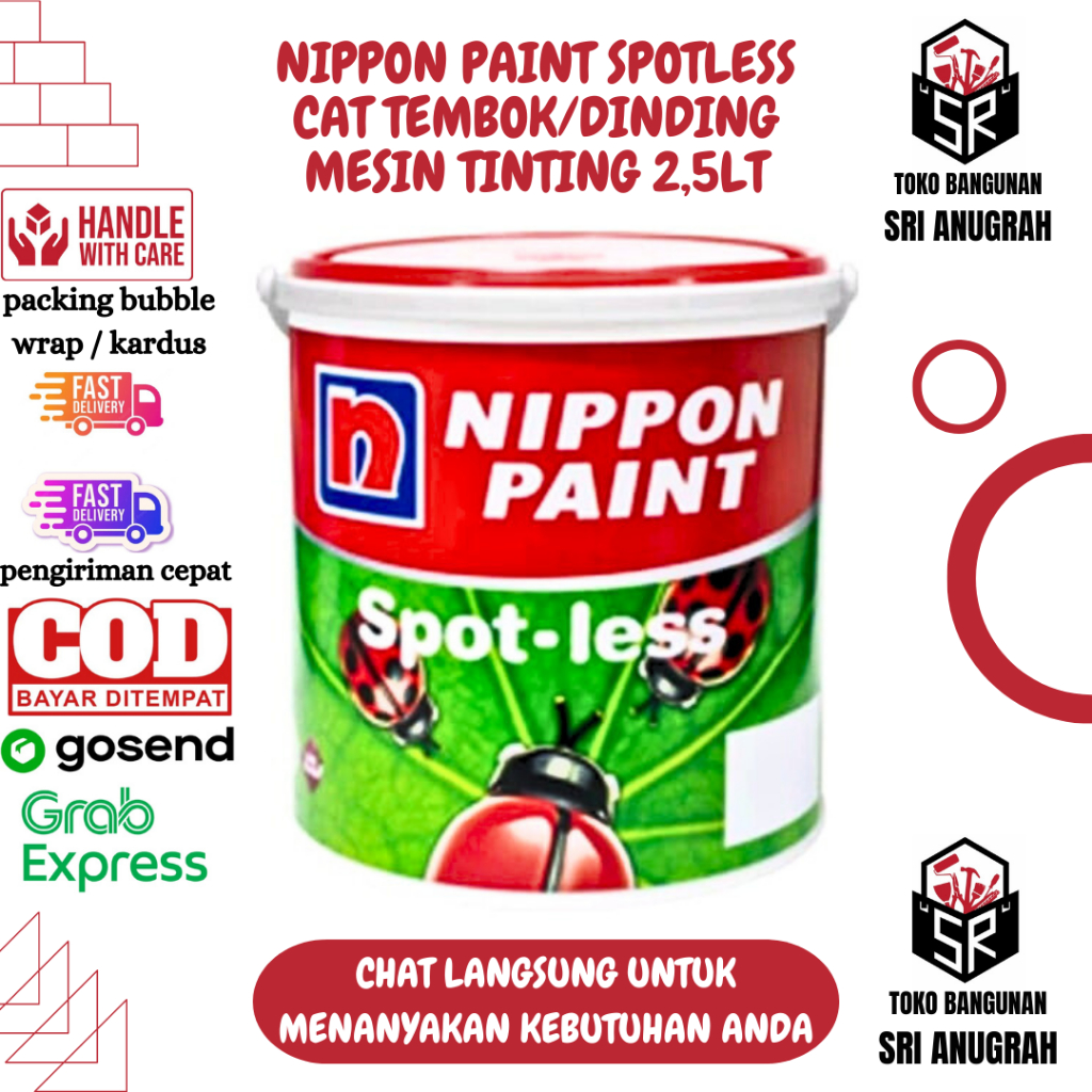 NIPPON PAINT Spotless Cat Tembok/Dinding Rumah Mesin Tinting 2,5Lt
