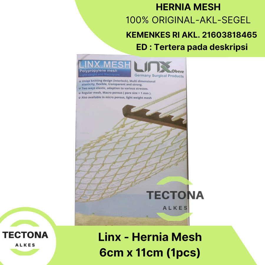 Hernia Mesh 6x11cm - Benang operasi Polypropylene Mesh - LINX