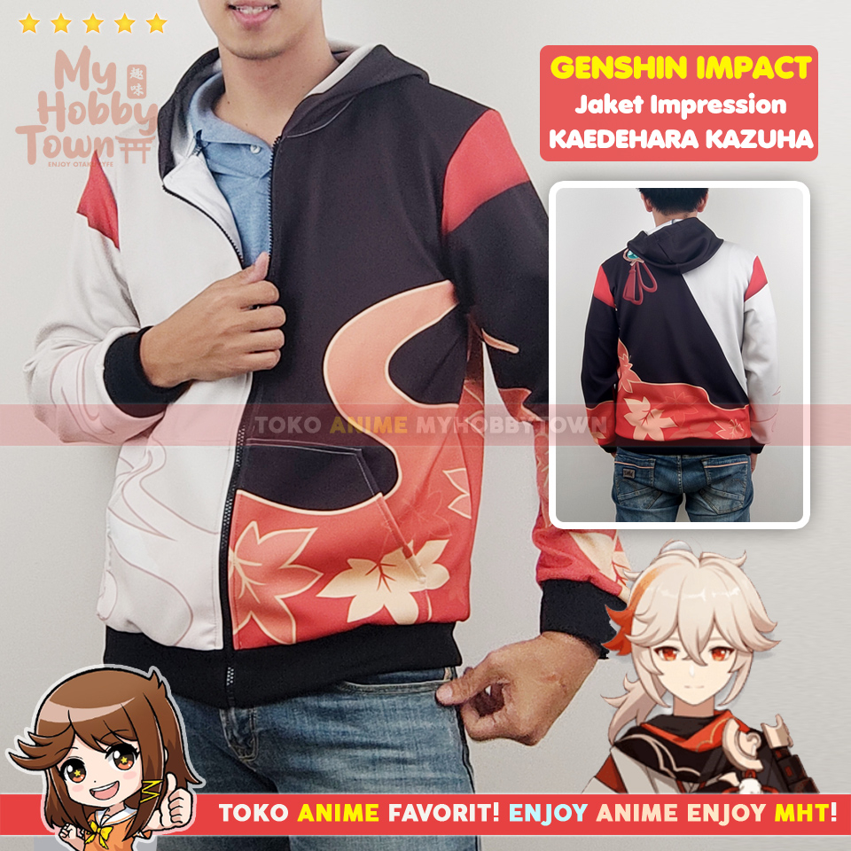 Jaket Hoodie Anime Game Full Print Genshin Impact Kaedehara Kazuha Style
